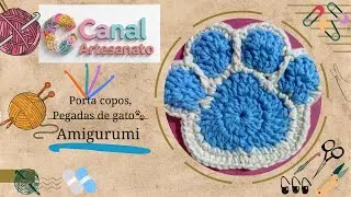 Porta Copos de pegadas de gato, parte 3 #crochet #tutorial #artesanato