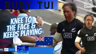 RUBY TUI gets a knee to the face and KEEPS PLAYING with blood on her face | Black Ferns | Rugby 7s