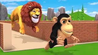Giant Lion vs Elephant vs Funny Monkey Escape From Pc Maze Game - Funny Monkey Run away From Lion
