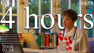 LIVE | 4-HOUR study with me 📚⛈️ rain sounds & pomodoro timer 60 & 10