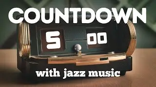 Countdown Timer 5 Minutes || Aesthetic Vintage Flip Clock - with Jazz Music - Vinyl Sound Effect