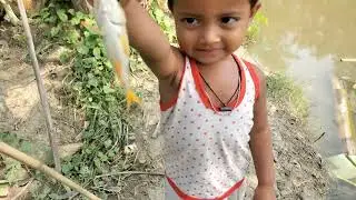 Amazing Hook Fishing  | Village Smart  Girl Catch Fish by Hook From Canal With Beautiful Nature