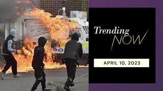 Fuel bombs thrown at Northern Irish police on 25th anniversary of Good Friday Agreement.