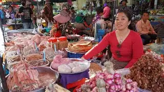 ChbarAmpov Vegetable Market Tours - Plenty Vegetable, Rural Chicken & Lifestyle Of Vendors In Market