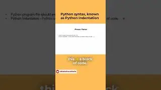 python syntax, known as python indentation