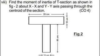 MOI Of T-Section ll Important Numerical ll T - Section Numerical ll 8 Marks Important Question 