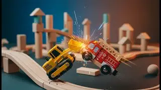 HABA Kullerb&uuml;: Fire Truck vs Construction Team Race 8K ASMR [Instant Stress Relief Crash 2026]