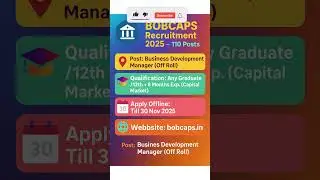 BOBCAPS Recruitment 2025: Apply Offline for 110 Business Development Manager Posts | Any Graduate