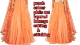 Peach colour layerd net lahenga cutting and stitching // lahenga cutting and stitching Step by step