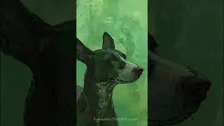 A Podenco Canario in the light, dog art, a digital painting by Jennifer Robak
