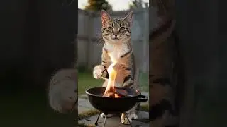 🔥 Funny Cat Grilling BBQ! 🐱🍢 | Hilarious Cat Cooking Video #shortvideo   #shorts  #viral  #brainrot