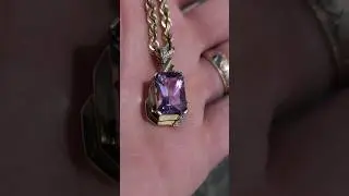 Vintage 14k Gold Amethyst & Diamond Pendant from Abbott & Oaks in Natural Light! #shorts #gemstone