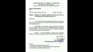*J&K Govt Shifts Domicile Certificate Service to JanSugam Portal.*