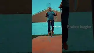 Double rackets on a unicycle.  #unicycle #tennis #circusbaby #juggler #brokenjuggler #michaelrayner
