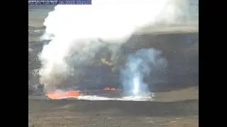 Rockfall on Kilauea crater wall causes explosion