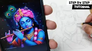 How To Draw Lord Krishna Face With Flute Step By Step Tutorial