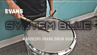 Evans System Blue Marching Snare Drum Head - Product review and Sound check