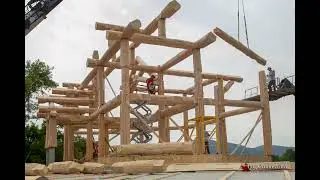 Vermont log home assembly +Time-lapse a post and beam log home package