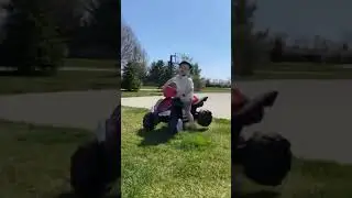 3 year old attempts a jump on his power wheels