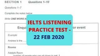 IELTS LISTENING PRACTICE TEST 22 FEB 2020