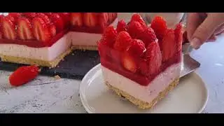 Cheesecake sans four ! G&acirc;teau au fromage a la fraise 🍓 sans cuisson !