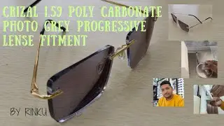 Rimless golden frame crizal photo grey poly carbonate lens fitment #rinkuvachil #optical 