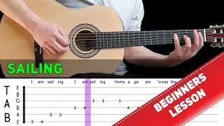 SAILING | Easy guitar melody lesson for beginners (with tabs) - Rod Stewart