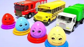 Surprise Eggs + Five Little Monkeys | Color Balls over Pool | Song for Kids