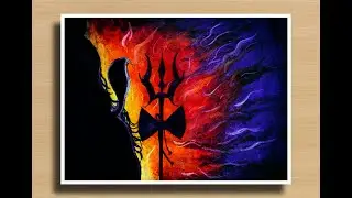 How to draw a picture of Mahadev with oil pistol color|| step by step @Mahashivratri special 2022