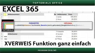 XVERWEIS Funktion in Excel ganz einfach