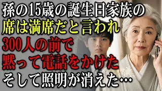 孫の15歳の誕生日パーティーに行った日。300人の前で、娘に「家族席は満席だから、厨房で」と言われた。何も言わず電話をかけた——そして照明が落ちた瞬間…【静かな復讐】【家族の裏切り】