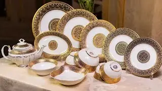 Customized embossed gold dinnerware set manufacturers From China