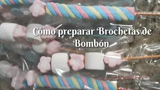 Como preparar brochetas de bombón #mesadedulces #fiestainfantil