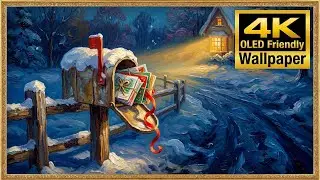 4K Wallpaper - Cozy Winter Mailbox & Cabin - Warm Holiday Welcome