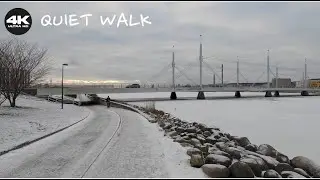 Winter Walk in Sweden 🇸🇪 | Frozen Lake & Quiet City | No Talking | 4K