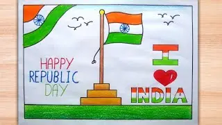 Tiranga drawing//Republic day drawing//Easy republic day drawing//Republic day poster drawing//