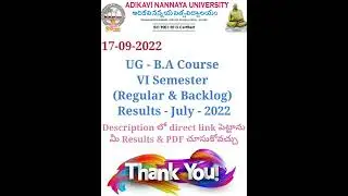 aknu B.A 6th Semester (Regular & Backlog) Results - July - 2022