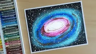 Milky Way Galaxy Drawing with Oil Pastels for Beginners