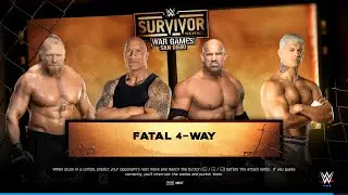 WWE2K25: Брок Леснар против Скалы против Коди Роудса против Голдберга - Fatal Four Way War Games ...