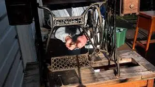How to Install Antique Cast Iron Singer Treadle Flywheel Pitman Arm Flywheel Pedal Cord Guide Guard