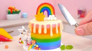 SPRINKLES RAINBOW CAKE 🌈🍰 Satisfying Miniature Buttercream Rainbow Cake Recipe | Mini Unicorn Cake 🦄
