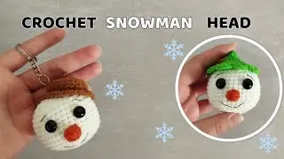 Crochet snowman head ornament  |  crochet snowman keychain