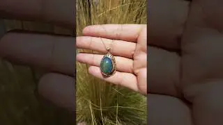 Ethiopian Blue Opal Pendant 14k Gold Handmade Jewelry #1471