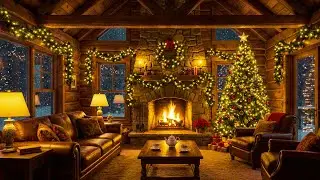 Christmas Music for Relaxation 🎄 Warm Fireplace & Calm Snowy Winter Ambience