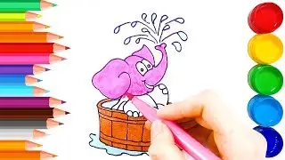 Glitter Elephant Coloring Video - Coloring for Kids with an Elephant - Coloring Books for Children