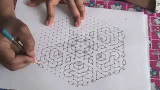 21 to 11 middle line dots beautiful Radhasaptami Rangoli.