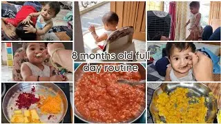 8 months old baby girl full day routine with breakfast to dinner food recipes  #babyroutine#babyfood
