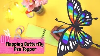 DIY Butterfly Pen Topper 🦋 | Easy Paper craft Pen Decor | PinkPopcorn