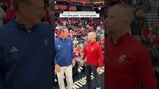 Bill Self and Pat Kelsey share a laugh ahead of #19 Kansas vs #11 Louisville #collegebasketball #cbb