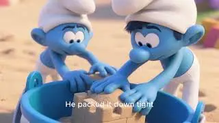 Little Smurf learns to make sandcastles